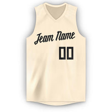Load image into Gallery viewer, Custom Cream Black V-Neck Basketball Jersey