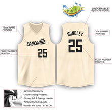 Load image into Gallery viewer, Custom Cream Black V-Neck Basketball Jersey