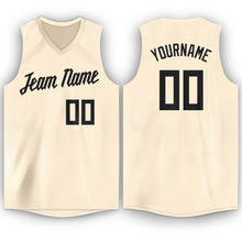 Load image into Gallery viewer, Custom Cream Black V-Neck Basketball Jersey