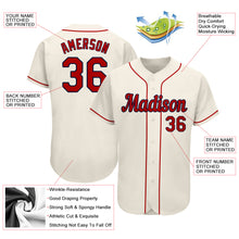 Load image into Gallery viewer, Custom Cream Red-Navy Authentic Baseball Jersey