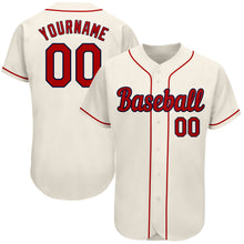 Load image into Gallery viewer, Custom Cream Red-Navy Authentic Baseball Jersey