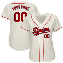Load image into Gallery viewer, Custom Cream Red-Navy Authentic Baseball Jersey