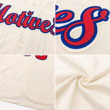Load image into Gallery viewer, Custom Cream Red-Navy Authentic Baseball Jersey