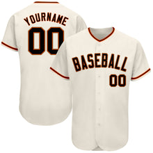 Load image into Gallery viewer, Custom Cream Black-Orange Authentic Baseball Jersey