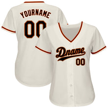 Load image into Gallery viewer, Custom Cream Black-Orange Authentic Baseball Jersey