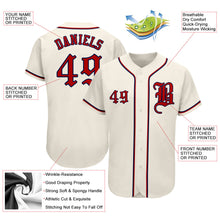 Load image into Gallery viewer, Custom Cream Red-Navy Authentic Baseball Jersey