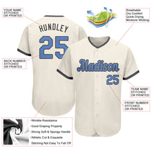 Load image into Gallery viewer, Custom Cream Light Blue-Dark Gray Authentic Father's Day Baseball Jersey