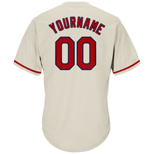 Load image into Gallery viewer, Custom Cream Red-Navy Authentic Throwback Rib-Knit Baseball Jersey Shirt
