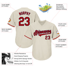 Load image into Gallery viewer, Custom Cream Red-Navy Authentic Throwback Rib-Knit Baseball Jersey Shirt