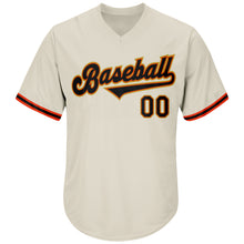 Load image into Gallery viewer, Custom Cream Black-Orange Authentic Throwback Rib-Knit Baseball Jersey Shirt