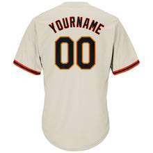 Load image into Gallery viewer, Custom Cream Black-Orange Authentic Throwback Rib-Knit Baseball Jersey Shirt