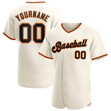 Load image into Gallery viewer, Custom Cream Black-Orange Authentic Baseball Jersey