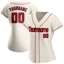 Load image into Gallery viewer, Custom Cream Red-Navy Authentic Baseball Jersey