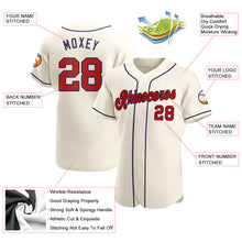 Load image into Gallery viewer, Custom Cream Red-Navy Authentic Baseball Jersey