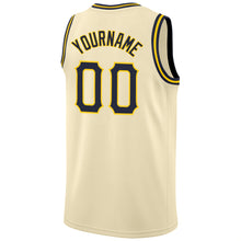 Load image into Gallery viewer, Custom Cream Navy-Gold Round Neck Rib-Knit Basketball Jersey