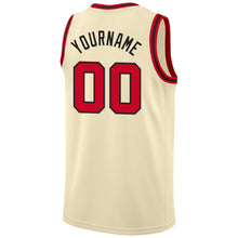 Load image into Gallery viewer, Custom Cream Red-Black Round Neck Rib-Knit Basketball Jersey
