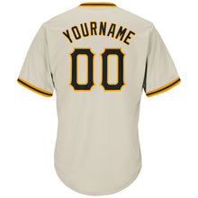 Load image into Gallery viewer, Custom Cream Black-Gold Authentic Throwback Rib-Knit Baseball Jersey Shirt