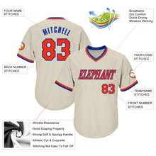 Load image into Gallery viewer, Custom Cream Orange-Royal Authentic Throwback Rib-Knit Baseball Jersey Shirt