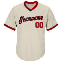 Load image into Gallery viewer, Custom Cream Red-Black Authentic Throwback Rib-Knit Baseball Jersey Shirt