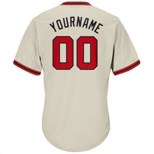 Load image into Gallery viewer, Custom Cream Red-Black Authentic Throwback Rib-Knit Baseball Jersey Shirt