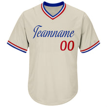 Load image into Gallery viewer, Custom Cream Red-Royal Authentic Throwback Rib-Knit Baseball Jersey Shirt