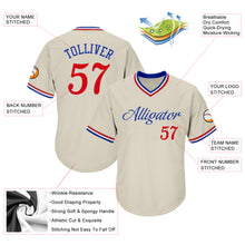 Load image into Gallery viewer, Custom Cream Red-Royal Authentic Throwback Rib-Knit Baseball Jersey Shirt