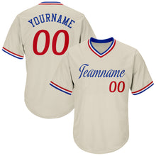 Load image into Gallery viewer, Custom Cream Red-Royal Authentic Throwback Rib-Knit Baseball Jersey Shirt