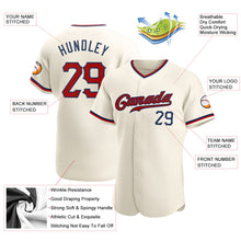 Load image into Gallery viewer, Custom Cream Red-Navy Authentic Baseball Jersey