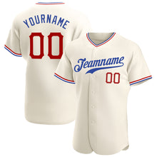 Load image into Gallery viewer, Custom Cream Red-Royal Authentic Baseball Jersey