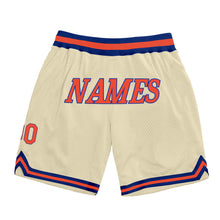Load image into Gallery viewer, Custom Cream Orange-Royal Authentic Throwback Basketball Shorts