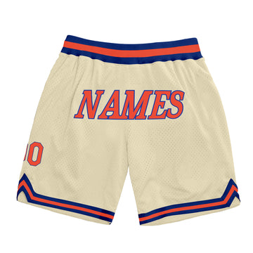 Custom Cream Orange-Royal Authentic Throwback Basketball Shorts