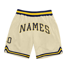 Load image into Gallery viewer, Custom Cream Navy-Gold Authentic Throwback Basketball Shorts