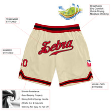 Load image into Gallery viewer, Custom Cream Red-Black Authentic Throwback Basketball Shorts