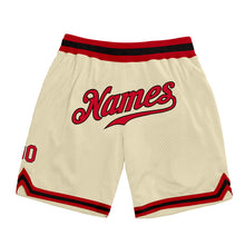 Load image into Gallery viewer, Custom Cream Red-Black Authentic Throwback Basketball Shorts