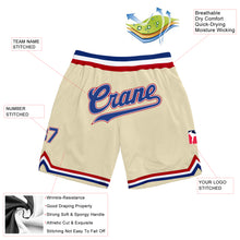 Load image into Gallery viewer, Custom Cream Royal-Red Authentic Throwback Basketball Shorts
