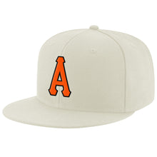 Load image into Gallery viewer, Custom Cream Orange-Black Stitched Adjustable Snapback Hat