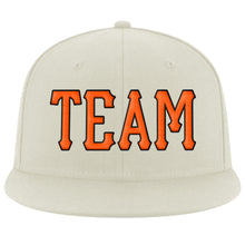 Load image into Gallery viewer, Custom Cream Orange-Black Stitched Adjustable Snapback Hat