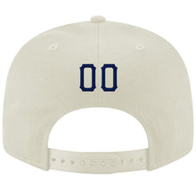 Load image into Gallery viewer, Custom Cream Navy-Gray Stitched Adjustable Snapback Hat