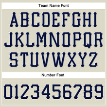 Load image into Gallery viewer, Custom Cream Navy-Gray Stitched Adjustable Snapback Hat