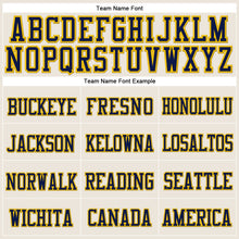 Load image into Gallery viewer, Custom Cream Navy-Gold Stitched Cuffed Knit Hat