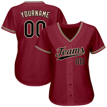 Load image into Gallery viewer, Custom Crimson Black-Khaki Authentic Baseball Jersey