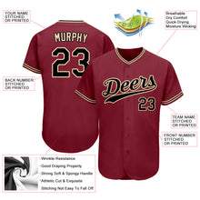Load image into Gallery viewer, Custom Crimson Black-Khaki Authentic Baseball Jersey