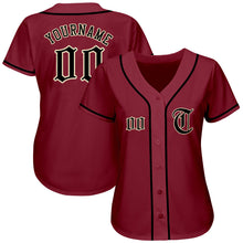 Load image into Gallery viewer, Custom Crimson Black-Khaki Authentic Baseball Jersey