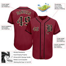 Load image into Gallery viewer, Custom Crimson Black-Khaki Authentic Baseball Jersey