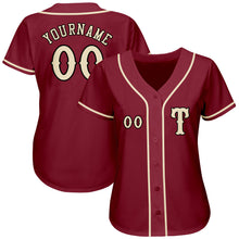 Load image into Gallery viewer, Custom Crimson Khaki-Black Authentic Baseball Jersey