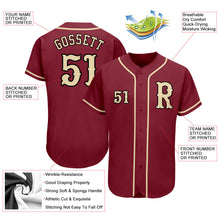 Load image into Gallery viewer, Custom Crimson Khaki-Black Authentic Baseball Jersey