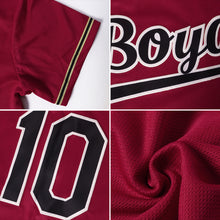 Load image into Gallery viewer, Custom Crimson Black-Khaki Authentic Throwback Rib-Knit Baseball Jersey Shirt