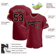 Load image into Gallery viewer, Custom Crimson Black-Khaki Authentic Baseball Jersey