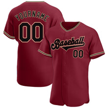 Load image into Gallery viewer, Custom Crimson Black-Khaki Authentic Baseball Jersey