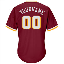 Load image into Gallery viewer, Custom Crimson White-Gold Authentic Throwback Rib-Knit Baseball Jersey Shirt